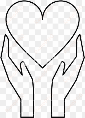 hands holds heart love care outline - heart in hands outline
