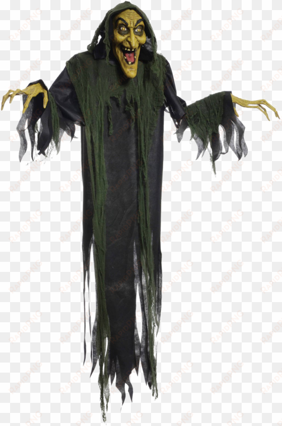 hanging witch 72 inch animated halloween prop - adult