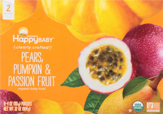 happy baby® organics pears, pumpkin & passion fruit - happy family stage 2, pears, pumpkin and passion fruit,