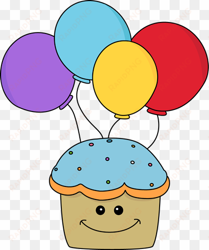 happy birthday cupcake clipart cupcake balloons png - cute birthday clipart
