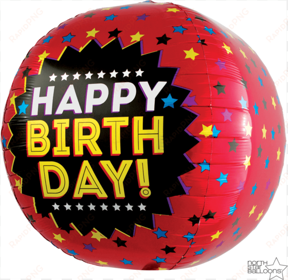 Happy Birthday Red Stars Sphere 17 In* transparent png image