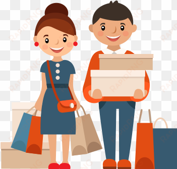 happy customer clipart - male shoppers icon