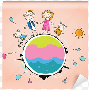 happy family on earth vector illustration - happy family on earth