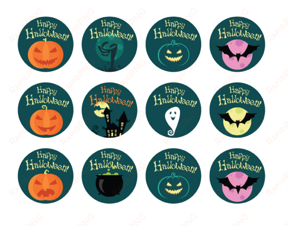 happy halloween cupcake toppers - ranunculus colors