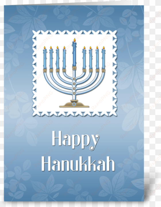 happy hanukkah, blue menorah greeting card - hanukkah