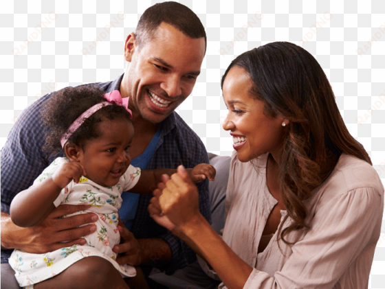 happy parents playing with baby girl on dad's knee, - black parents with baby