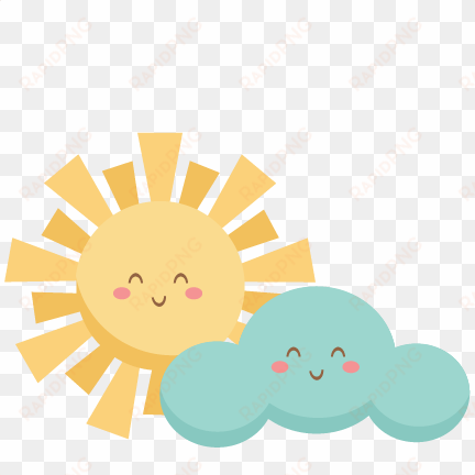 happy sun and cloud svg scrapbook cut file cute clipart - cute sun and clouds