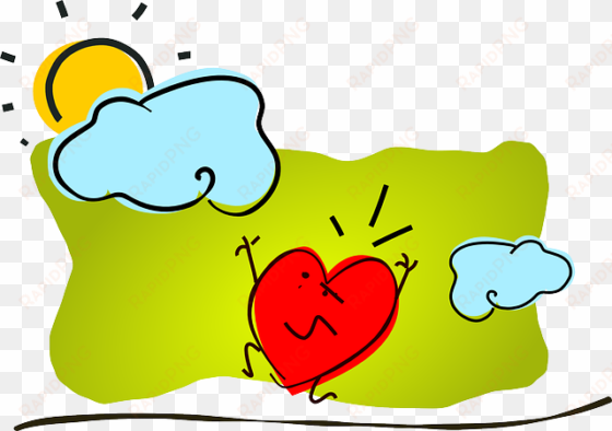 happy, sun, heart, clouds, love, valentine, affection - anxious heart cartoon