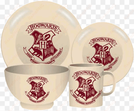 harry potter - hogwarts crest 4 piece ceramic dinner