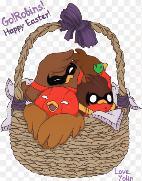 have a basket full of content robins for easter - redbubble