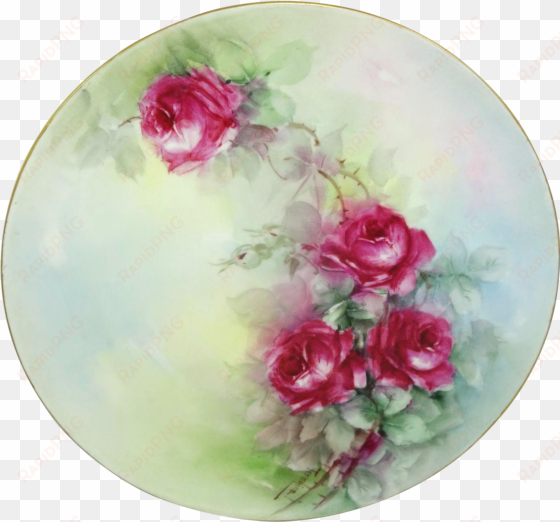 haviland limoges france plate hand painted roses signed - garden roses