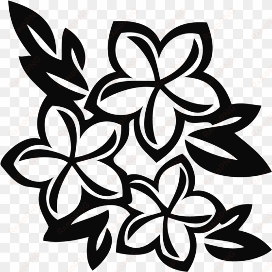 hawaiian flowers clip art - black and white plumeria flower