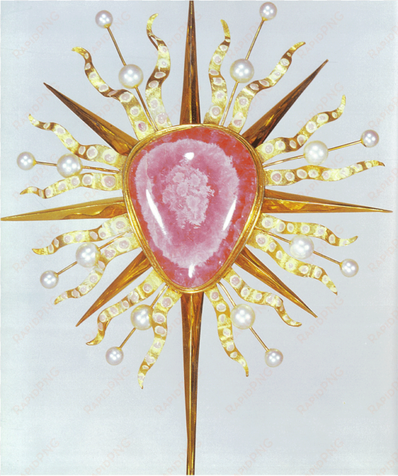he covered a rhodocrosite and pearl votive cross brooch - embroidery