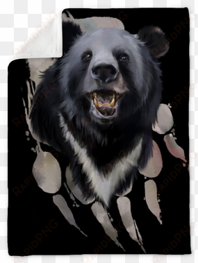 head of a black bear watercolor painting plush blanket - watercolor painting
