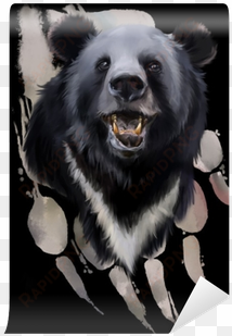 head of a black bear watercolor painting wall mural - watercolor painting