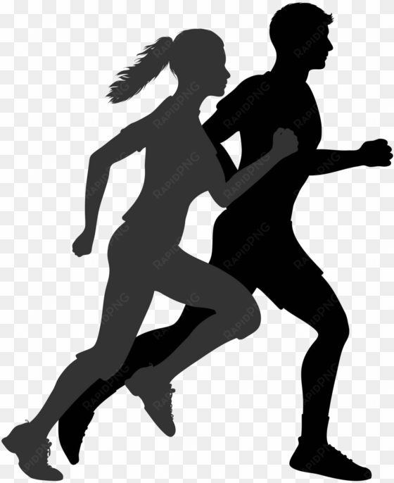 health free png image - man and woman running silhouette