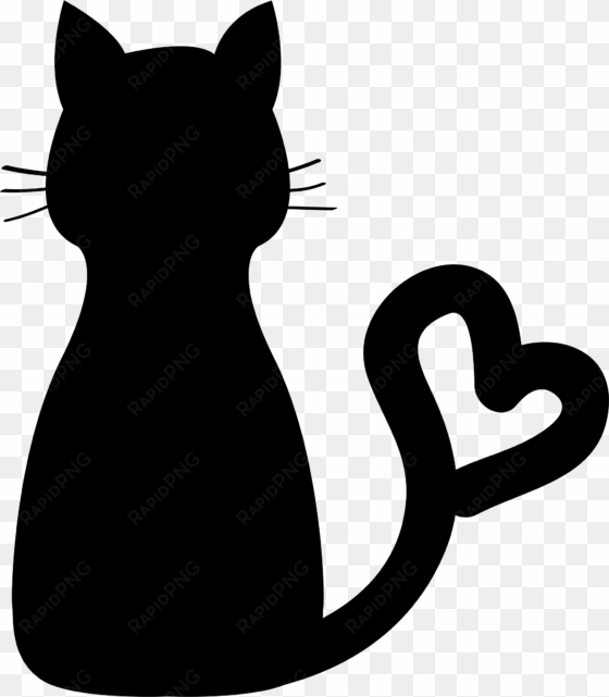 heart and cat clip art - cat silhouette heart tail