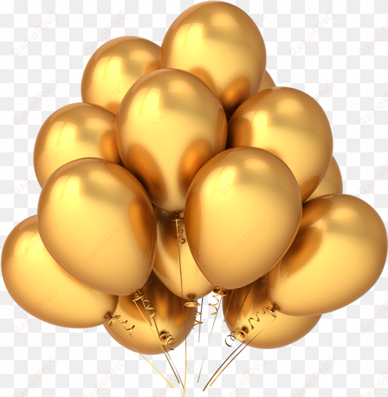 heart baloons png - gold birthday clipart