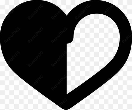 heart half outline comments - half white half black heart png