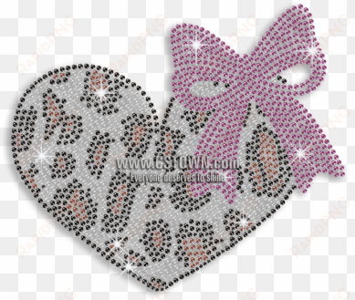 heart in polka dot texture with bowknot iron on transfer - cross-stitch