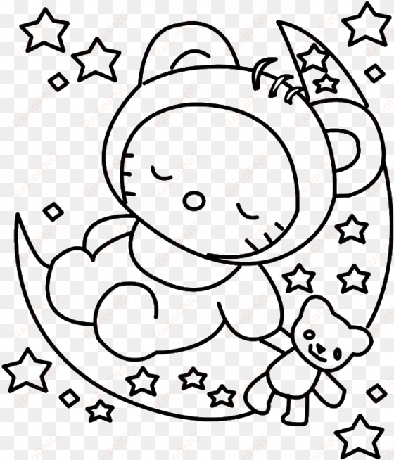hello kitty sleeping colouring pages - baby hello kitty coloring pages