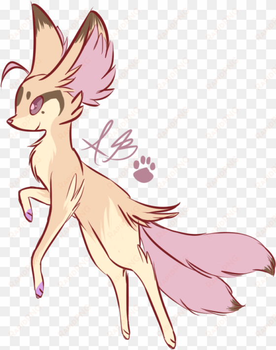 here she be an albino fennekin/mega pidgeot - cartoon