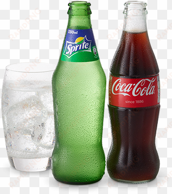 high angle picture of our soft drinks selection on - coca cola y sprite