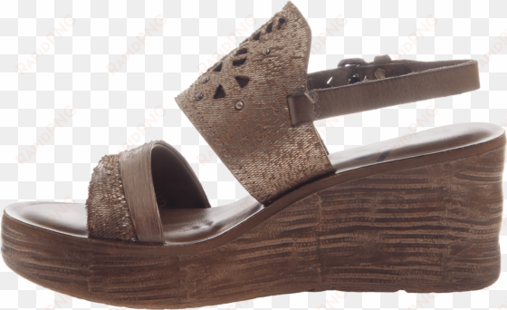 hippie wedge in gold inside view - women's otbt hippie wedge sandal gold leather