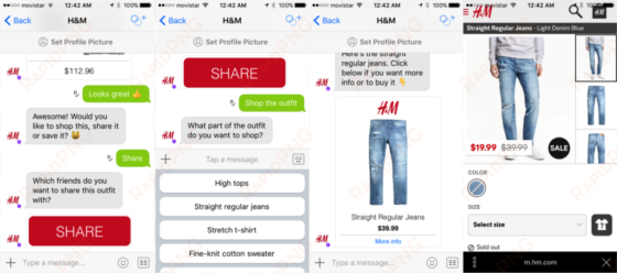 h&m chatbot on kik getting to checkout - h&m chatbot