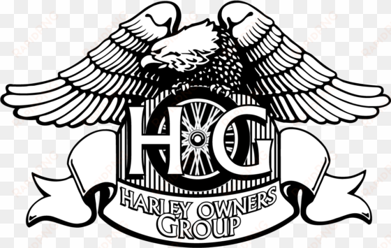 Hog Harley Owners Group Eagle Logo Vector Black Outline - Harley Owners Group transparent png image
