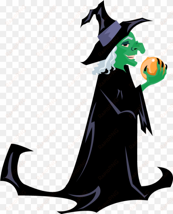 holidays halloween green witch with orb - green witch clipart
