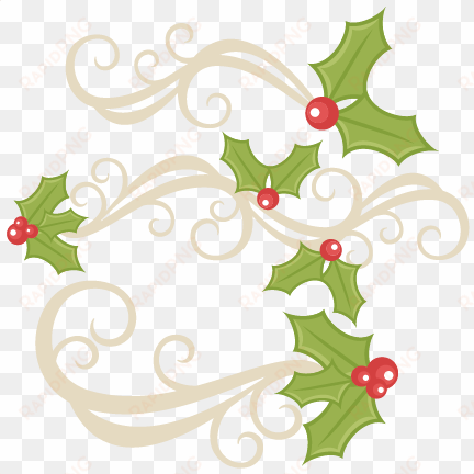 holly flourishes svg scrapbook title christmas svg - holly svg