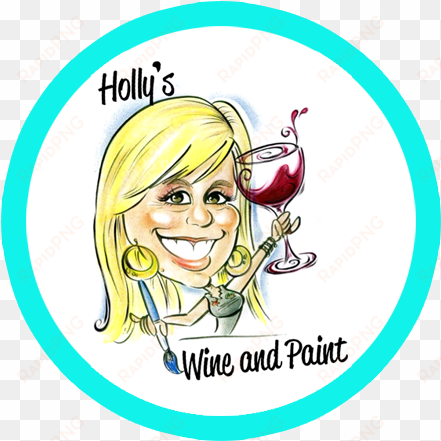 holly's wine and paint - cartoon