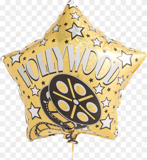 hollywood star - inflated - 19" holographic hollywood star-shaped balloon - mylar
