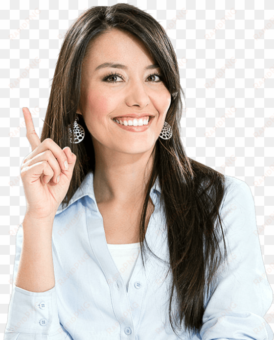 home seo slider woman - smile woman pointing up png