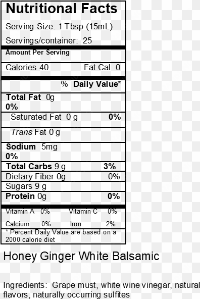 honey ginger - nutrition facts