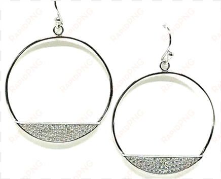 hoop with pave half circle - earrings
