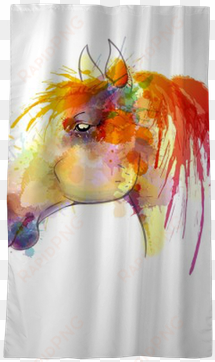 horse head watercolor painting blackout window curtain - curtain