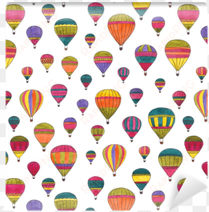 hot air balloons watercolor hand drawn seamless pattern - watercolor painting