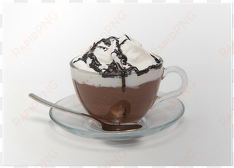 hot chocolate with cream and syrup in glass cup poster - cioccolata calda con panna