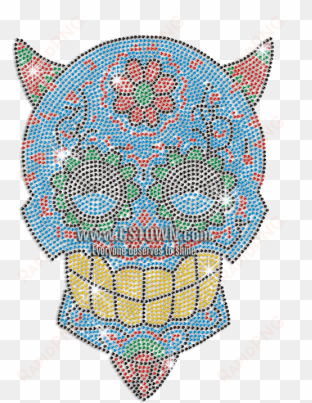 hot sugar skull iron on rhinestone transfer - illustration