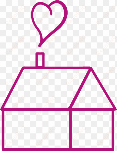 house and heart outline- pink - sticker