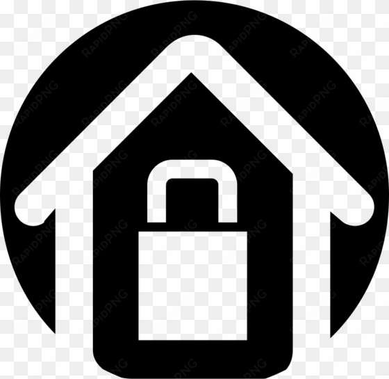 house with lock outline on a circular black background - logo casa fondo negro