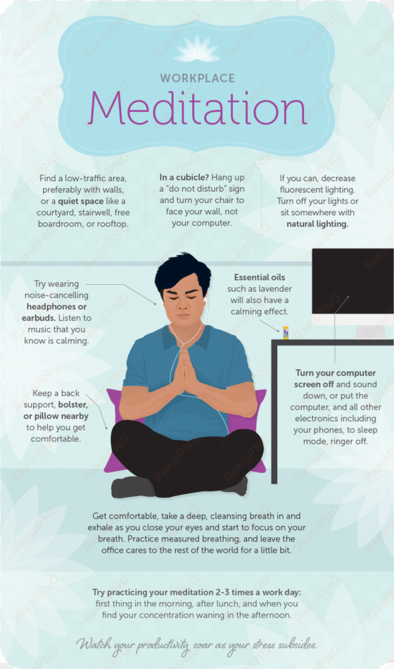 how five minutes of meditation can change your life - meditation in the workplace flyer