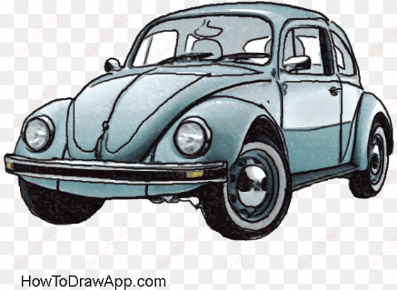 how to draw a volkswagen beetle aka volkswagen bug - vw beetle drawing