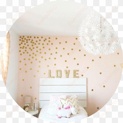 “i also had been on the hunt for gold polka dot decals - rose gold wall stickers