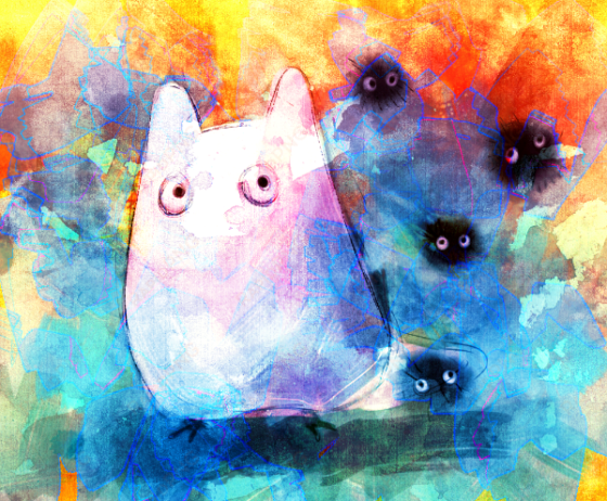 i confess, i'm not a naturally neat person - totoro wallpaper watercolor