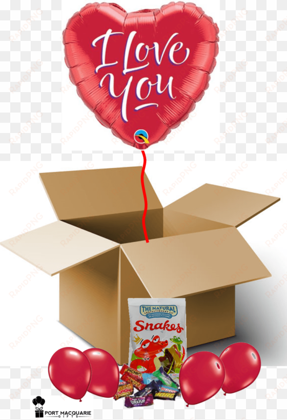 i love you script balloon in a box - flover image love hot
