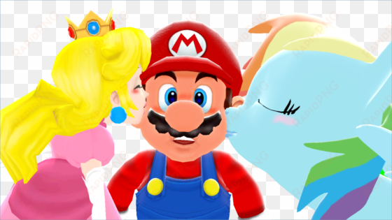 Icepony64, Crossover, Female, Gmod, Interspecies, Kissing, - 3d Princess Peach Kiss Mario transparent png image