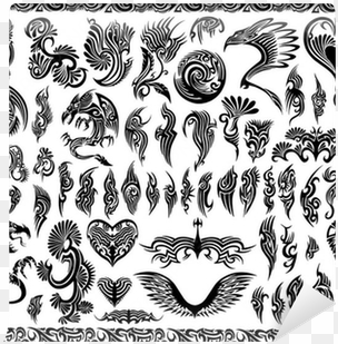 iconic dragons border frames tattoo tribal vector set - tribal frame tattoos
